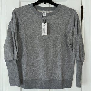 New with Tags For The Republic Women's Size Large Gray Sweatshirt Ruche Sleeves